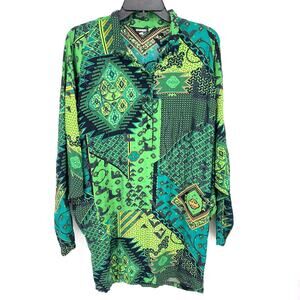 Vintage Elkont Green Dolman Sleeve Shirt Womens Size 40 Large L